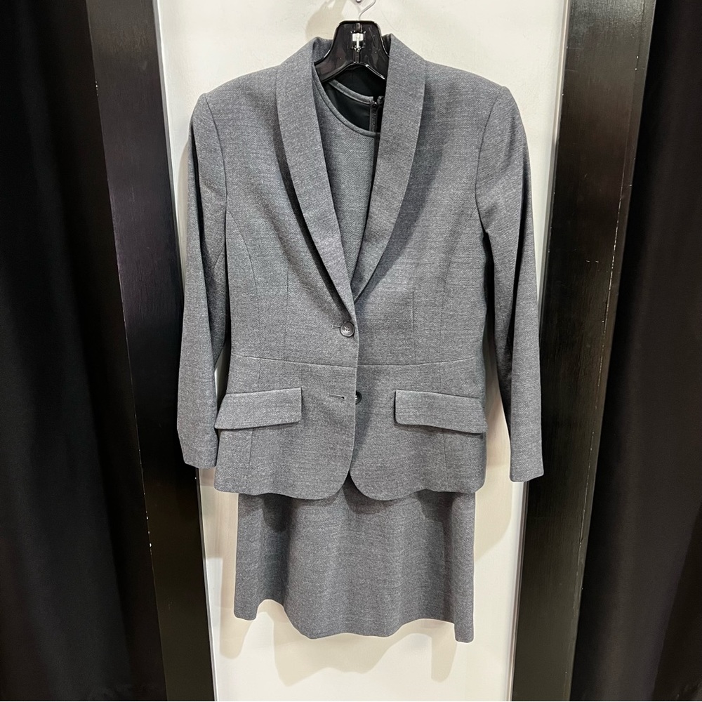 Theory Women's Gray Two-Piece Blazer & Skirt Set